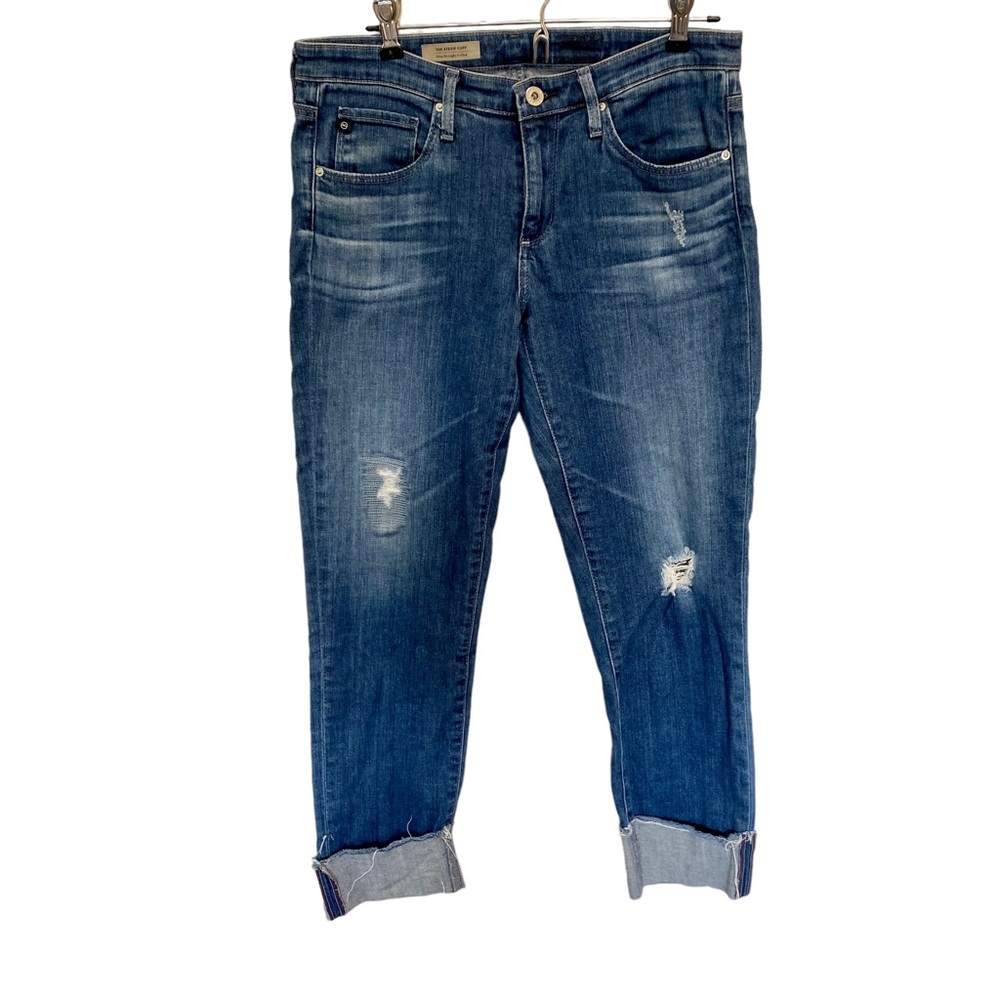 AG Adriano Goldschmied Stevie Cuff Jeans Distresed Slim Straight Size 29